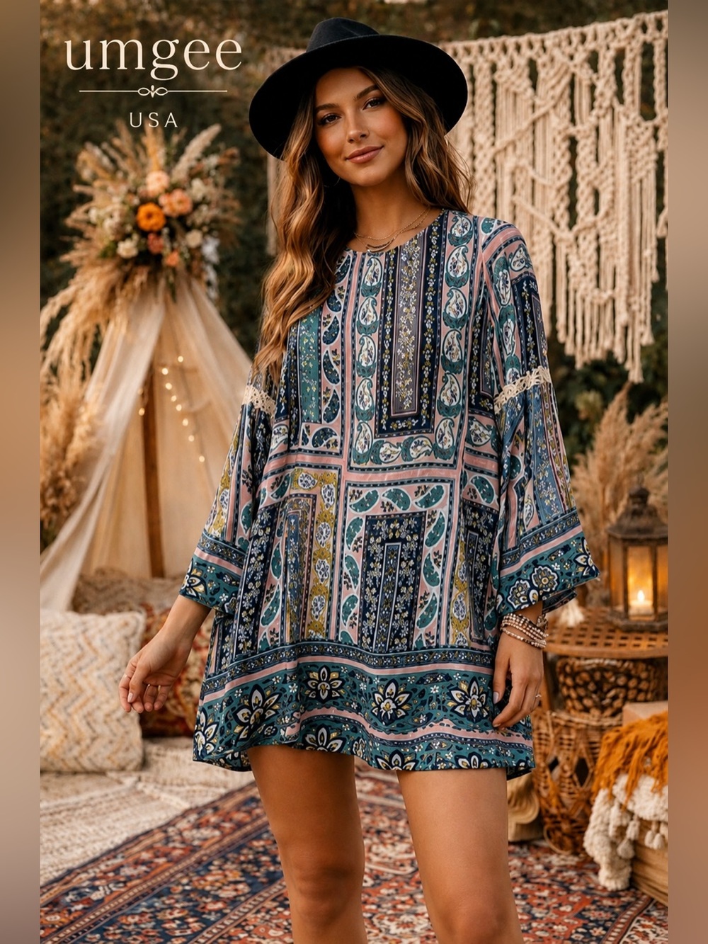 ✨ Umgee Boho Patchwork Paisley Dress - Small